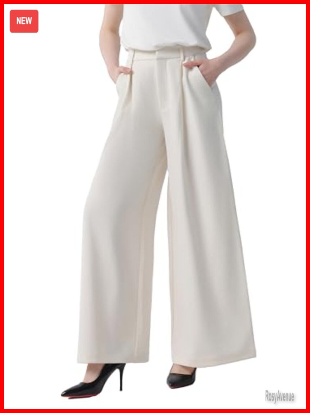 High Waist Wide Leg Palazzo Business Casual Pants Pleated Front